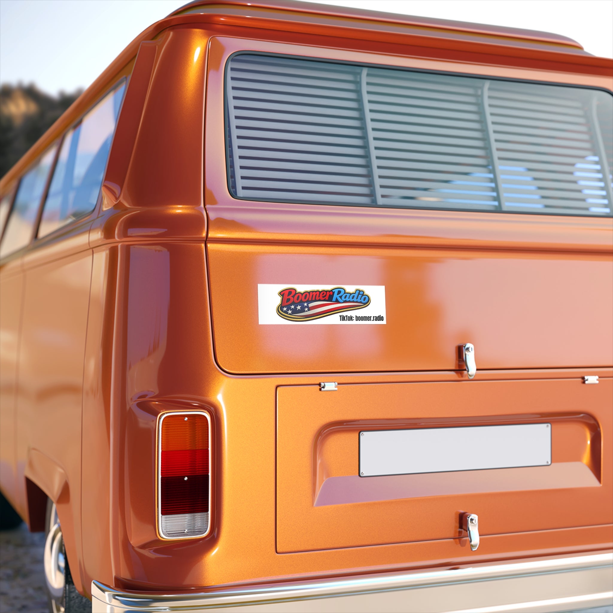 Boomer Radio Bumper Sticker – Patriotic Logo Sticker (TikTok: boomer.radio)