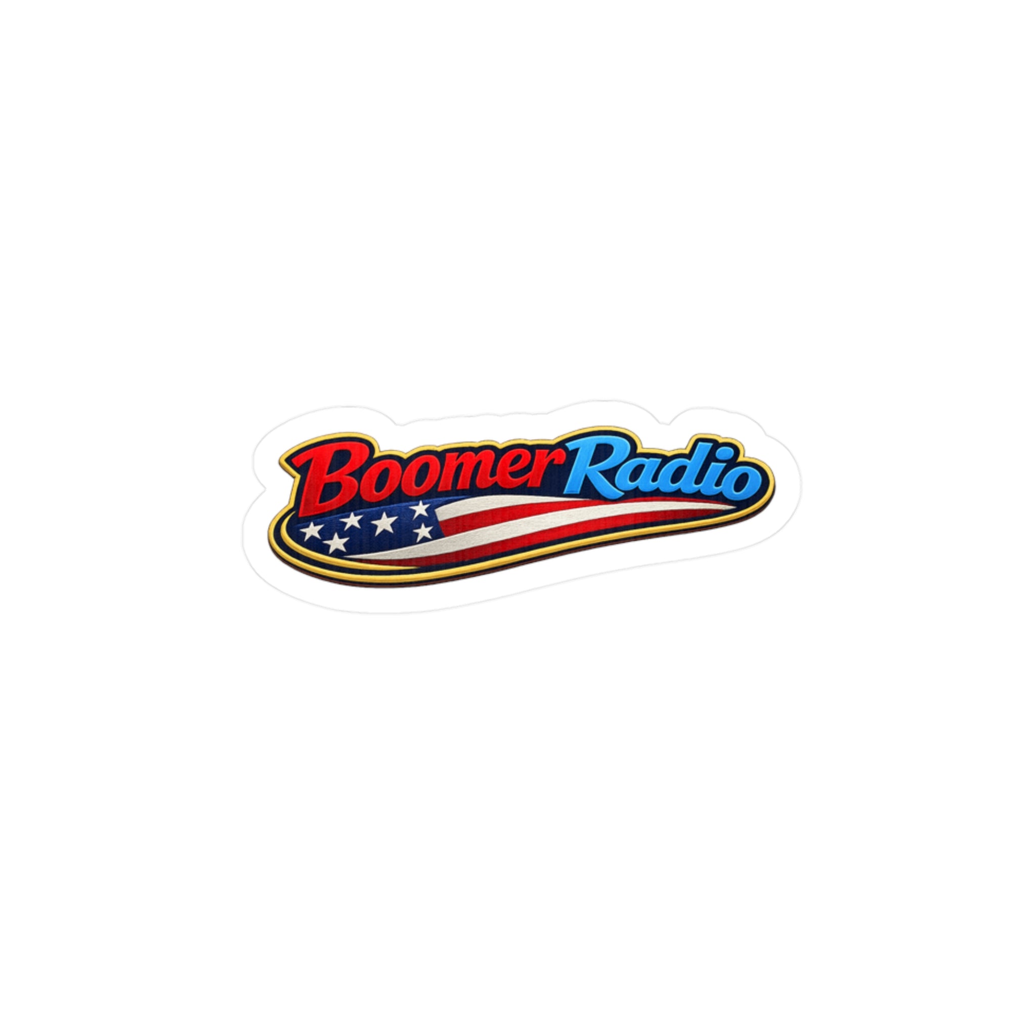 Boomer Radio Vinyl Sticker — Patriotic American Flag Kiss-Cut Decal