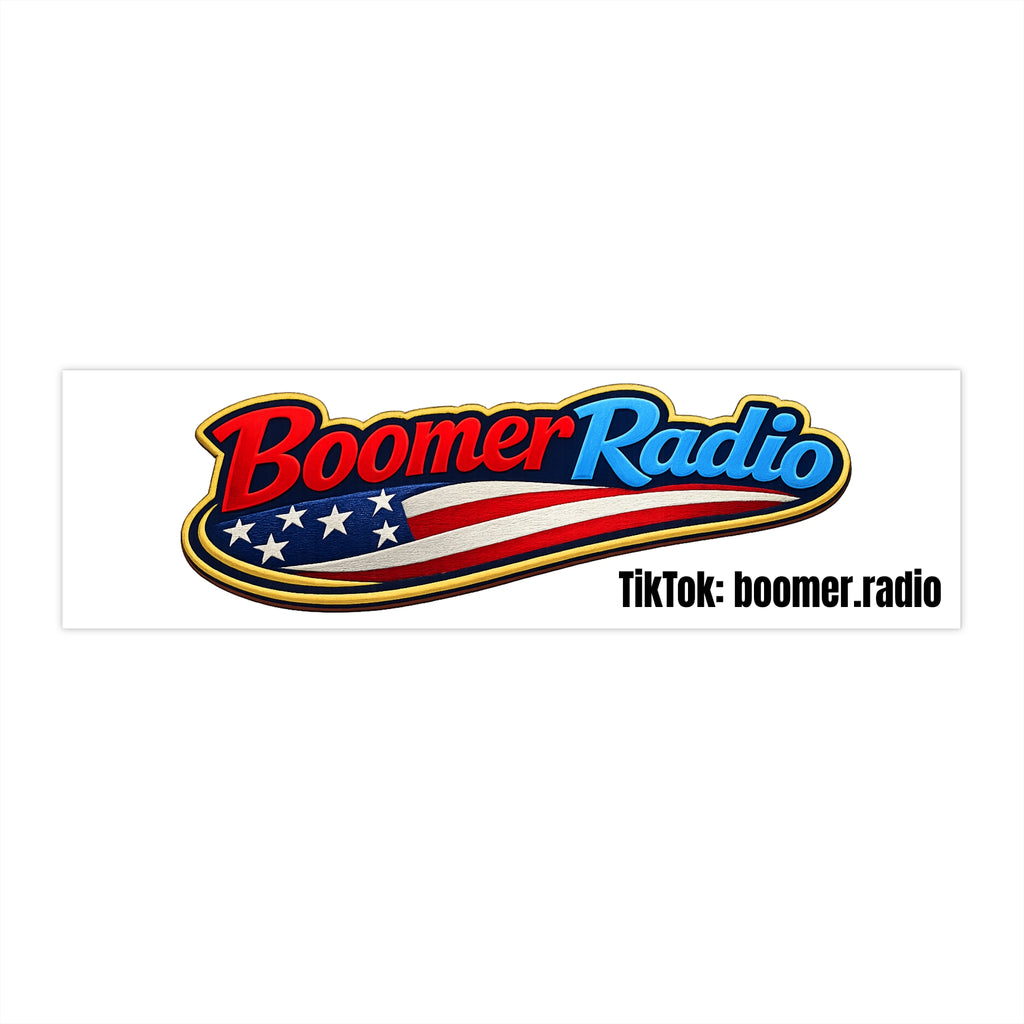 Boomer Radio Bumper Sticker – Patriotic Logo Sticker (TikTok: boomer.radio)